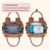Picture of BabbleRoo Leather Diaper Bag Backpack - Baby Essentials Travel Baby Bag, Multi function, Waterproof, with Changing Pad, Stroller Straps & Pacifier Case - Unisex, Natural Brown