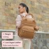 Picture of BabbleRoo Leather Diaper Bag Backpack - Baby Essentials Travel Baby Bag, Multi function, Waterproof, with Changing Pad, Stroller Straps & Pacifier Case - Unisex, Light Brown