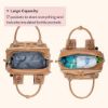 Picture of BabbleRoo Leather Diaper Bag Backpack - Baby Essentials Travel Baby Bag, Multi function, Waterproof, with Changing Pad, Stroller Straps & Pacifier Case - Unisex, Light Brown