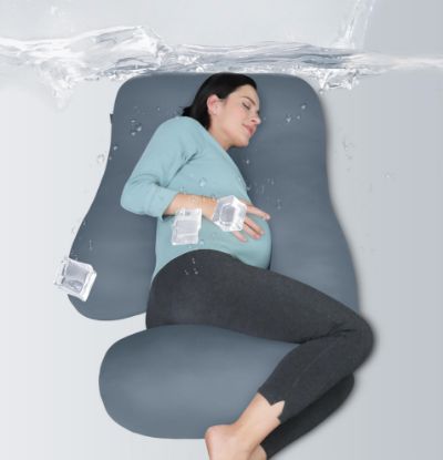 Picture of MOON PARK Pregnancy Pillows for Sleeping - U Shaped Full Body Maternity Pillow with Removable Cover - Support for Back, Legs, Belly, HIPS - 57 Inch - Grey - Cooling Cover