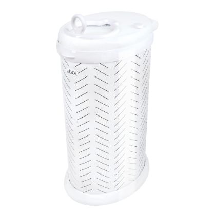 Picture of Ubbi Stainless Steel Diaper Pail, Odor Locking, No Special Bag Required, Award-Winning, Registry Must-Have, Herringbone