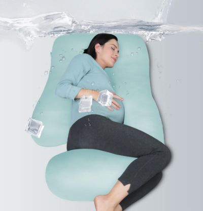Picture of MOON PARK Pregnancy Pillows for Sleeping - U Shaped Full Body Maternity Pillow with Removable Cover - Support for Back, Legs, Belly, HIPS - 57 Inch - Ice Blue - Cooling Cover