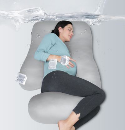 Picture of MOON PARK Pregnancy Pillows for Sleeping - U Shaped Full Body Maternity Pillow with Removable Cover - Support for Back, Legs, Belly, HIPS - 57 Inch - Light Grey - Cooling Cover