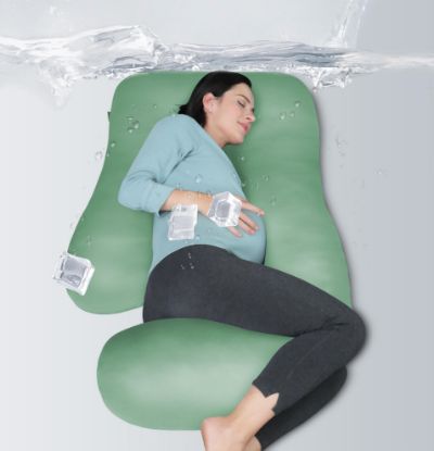 Picture of MOON PARK Pregnancy Pillows for Sleeping - U Shaped Full Body Maternity Pillow with Removable Cover - Support for Back, Legs, Belly, HIPS - 57 Inch - Green - Cooling Cover