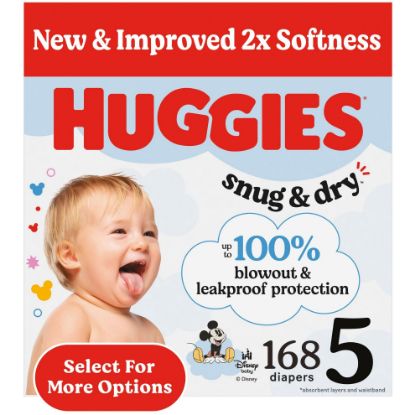 Picture of Huggies Size 5 Diapers, Snug & Dry Baby Diapers, Size 5 (27+ lbs), 168 Count (6 Packs of 28), Packaging May Vary