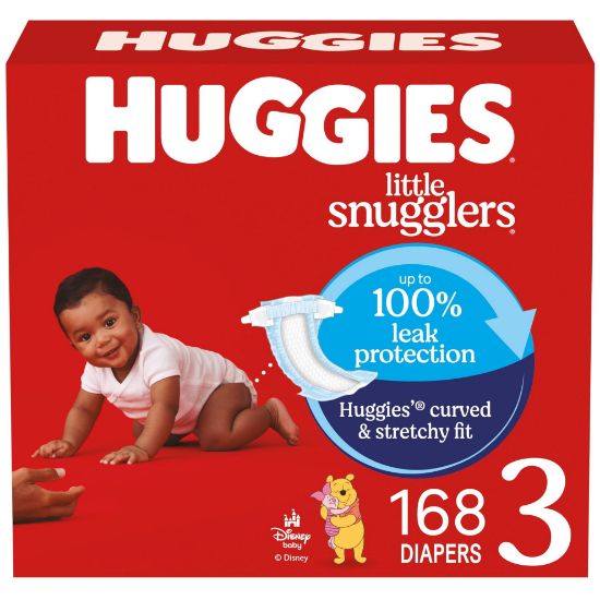 Picture of Huggies Size 3 Diapers, Little Snugglers Baby Diapers, Size 3 (16-28 lbs), 168 Count (6 Packs of 28), Packaging May Vary