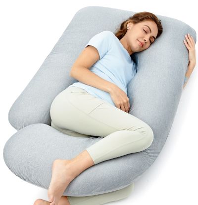 Picture of Momcozy Pregnancy Pillows with Cooling Cover, U-Shaped Full Body Maternity Pillow for Side Sleepers 57 Inch - Support for Back, Hip, Belly, Legs for Pregnant Women
