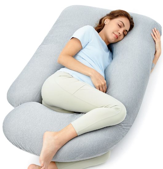 Picture of Momcozy Pregnancy Pillows with Cooling Cover, U-Shaped Full Body Maternity Pillow for Side Sleepers 57 Inch - Support for Back, Hip, Belly, Legs for Pregnant Women