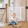Picture of COMOMY 30" Tall Baby Gate for Stairs Doorways, Fits Openings 29.5" to 43.3" Wide, Auto Close Extra Wide Dog Gate for House, Pressure Mounted Easy Walk Through Pet Gate with Door, White