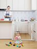 Picture of COMOMY 30" Tall Baby Gate for Stairs Doorways, Fits Openings 29.5" to 43.3" Wide, Auto Close Extra Wide Dog Gate for House, Pressure Mounted Easy Walk Through Pet Gate with Door, White