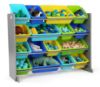 Picture of Humble Crew Supersized Toy Storage Organizer with 16 Removable Bins, Grey/Blue/Green/Yellow - Large Toy Storage for Toddlers Ideal for Kids' Rooms, Playrooms, and Nurseries - Modern Toy Bins for Kids