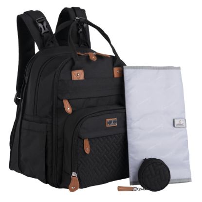 Picture of BabbleRoo Extra Large Diaper Bag Backpack, Expandable Baby Bag with Up to 50% More Capacity - Travel Essentials Baby Bag Tote with Changing Pad, Stroller Straps & Pacifier Case - Unisex, Black