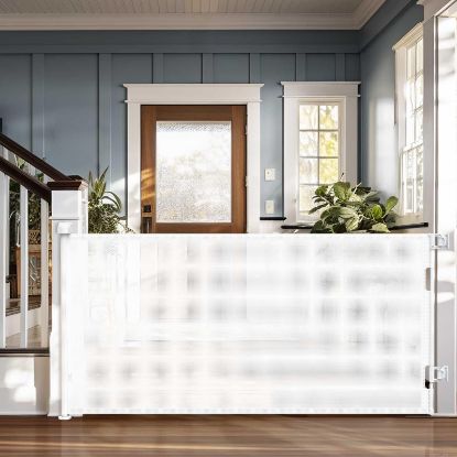 Picture of Cumbor Retractable Baby Gates, 33" Tall, Extends to 76", Extra Wide Mesh Dog & Child Gates for The House, Long Pet Safety Fence for Stairs, Doorways, Hallways, Porch, Indoor/Outdoor (White)