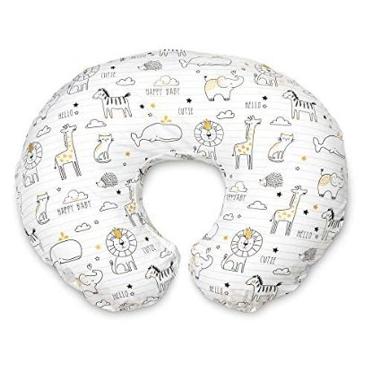 Picture of Nursing Pillow and Positioner-Original | Notebook Black and White with Gold Animals| Breastfeeding, Bottle Feeding, Baby Support | with Removable Cotton Blend Cover | Awake-Time Support- 1 Pack