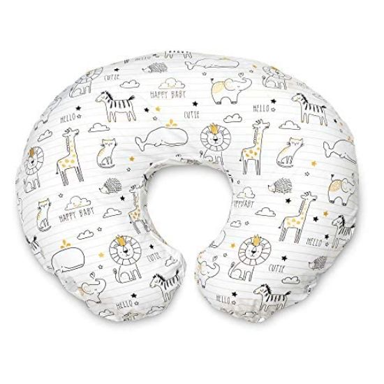 Picture of Nursing Pillow and Positioner-Original | Notebook Black and White with Gold Animals| Breastfeeding, Bottle Feeding, Baby Support | with Removable Cotton Blend Cover | Awake-Time Support- 1 Pack