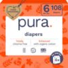 Picture of Pura Size 6 Eco-Friendly Diapers (29+ lbs) Totally Chlorine Free (TCF),Hypoallergenic, Soft Organic Cotton, Sustainable, up to 12 Hours Leak Protection, Allergy UK, 6 Packs of 18 (108 Diapers)