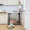 Picture of COMOMY 30" Tall Baby Gate for Stairs Doorways, Fits Openings 29.5" to 40.5" Wide, Auto Close Extra Wide Dog Gate for House, Pressure Mounted Easy Walk Through Pet Gate with Door, Black