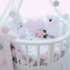Picture of LOAOL Baby Crib Bumper Knotted Braided Plush Nursery Cradle Decor Newborn Gift Pillow Cushion Junior Bed Sleep Bumper (4 Meters, White-Gray-Rose)