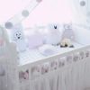 Picture of LOAOL Baby Crib Bumper Knotted Braided Plush Nursery Cradle Decor Newborn Gift Pillow Cushion Junior Bed Sleep Bumper (4 Meters, White-Gray-Rose)