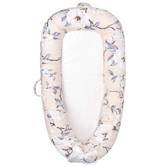 Picture of Mamibaby Baby Lounger,100% Soft Breathable, Portable Canvas Newborn Lounger Infant Floor Seat Cushion for Travel, Tummy Time, Newborn Must Have Essentials Baby Shower Registry Search(Flower)