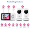 Picture of VTech VM819-2 Baby Monitor, 2.8” Screen, 2 Cameras, 1000ft Range, Night Vision, 2-Way Audio, Temperature Sensor, Lullabies, Secured Transmission No WiFi