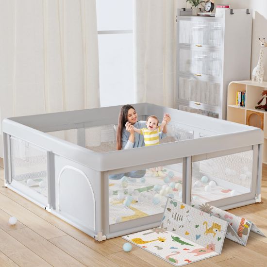 Picture of Hiaksedt 50 x 50 inch Baby Playpen with Mat Small Playpen for Babies and Toddlers Baby Fence Playards