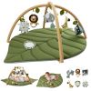 Picture of Blissful Diary Baby Play Gym & Activity Mat, Oversize Leaf Shaped Baby Play Mat w 6 Detachable Toys, Tummy Time Mat Promote Motor Skills & Sensory Development Mat, Newborn Infant Baby Essentials Gift