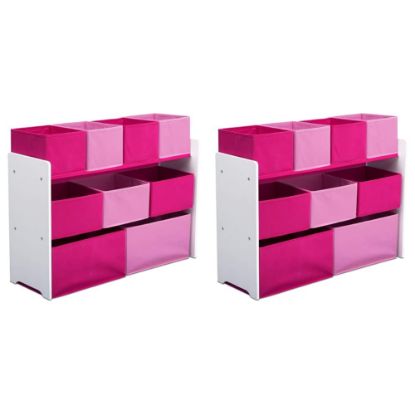 Picture of Delta Children Deluxe Multi-Bin Toy Organizer with Storage Bins - Greenguard Gold Certified, White/Pink Bins (Pack of 2)
