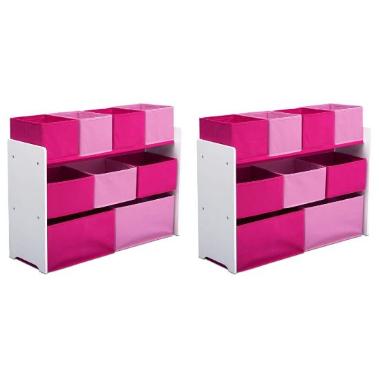 Picture of Delta Children Deluxe Multi-Bin Toy Organizer with Storage Bins - Greenguard Gold Certified, White/Pink Bins (Pack of 2)