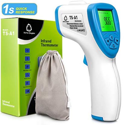 Picture of CARIAN Digital Forehead Thermometer Non-Contact Safety Laser Infrared Thermometer for Ear and Wrist 3-in-1 Medical Temperature Gun for Adult Baby Kid, Accurate & Fast Reading - Blue