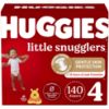 Picture of Huggies Size 4 Diapers, Little Snugglers Baby Diapers, Size 4 (22-37 lbs), 140 Ct (2 packs of 70)