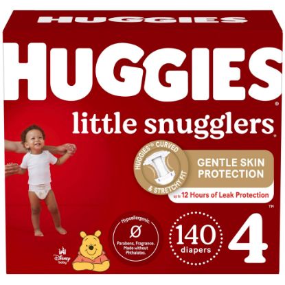 Picture of Huggies Size 4 Diapers, Little Snugglers Baby Diapers, Size 4 (22-37 lbs), 140 Ct (2 packs of 70)