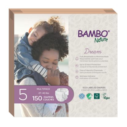 Picture of Bambo Nature Premium Eco-Friendly Baby Diapers, Size 5 (27-40 Lbs), 150 Count (6 Packs of 25)