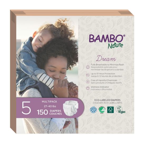 Picture of Bambo Nature Premium Eco-Friendly Baby Diapers, Size 5 (27-40 Lbs), 150 Count (6 Packs of 25)