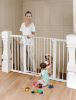 Picture of COMOMY 30" Tall Baby Gate for Stairs Doorways, Fits Openings 29.5" to 51.6" Wide, Auto Close Extra Wide Dog Gate for House, Pressure Mounted Easy Walk Through Pet Gate with Door, White