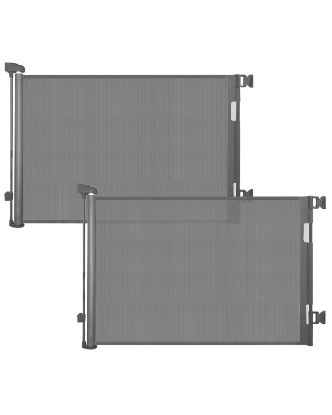 Picture of Veraste 2 Pack Retractable Baby Gate,Mesh Baby Gate or Mesh Dog Gate,33" Tall,Extends up to 55" Wide,Child Safety Gate for Doorways, Stairs, Hallways, Indoor/Outdoor（Grey,33"x55"