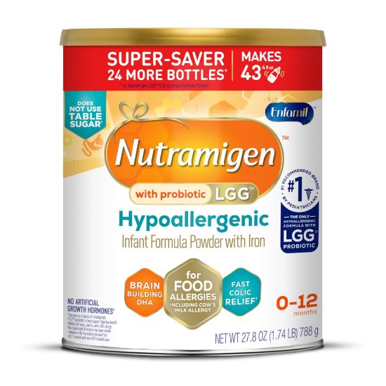 Picture of Enfamil Nutramigen Hypoallergenic Baby Formula with Iron, Lactose Free, Colic Relief from Cow's Milk Allergy Starts in 24 Hours, Brain Building DHA, Probiotic LGG for Immune Support, 27.8 Oz Can