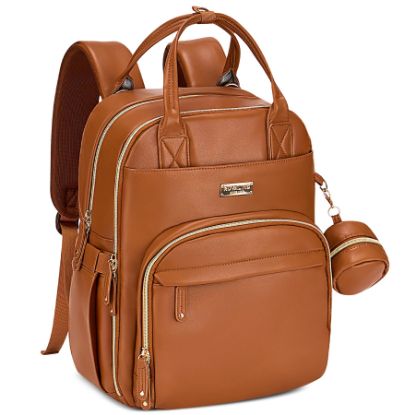 Picture of RUVALINO Diaper Bag Backpack, Multifunction Travel Pack Maternity Baby Changing Bags, Large Capacity, Waterproof, Brown