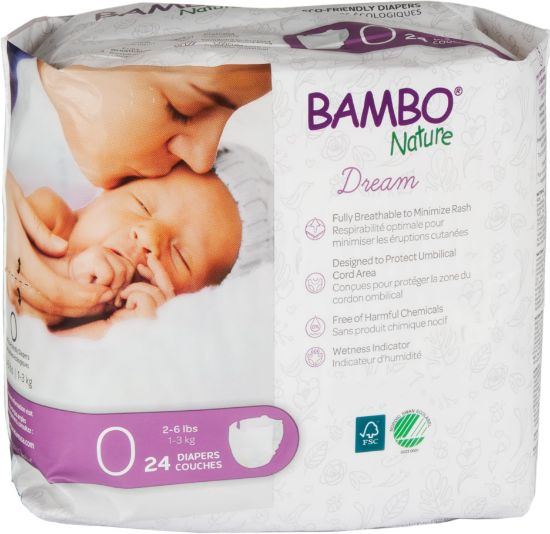 Picture of Bambo Nature Hypoallergenic Baby Diapers, Eco-Labeled Diapers, Enhanced Leakage Protection, Totally Chlorine-Free, Skin Friendly, and Super Absorbent - Size 0 (144 Count)