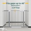 Picture of Cumbor 29.7-46" Baby Gate for Stairs, Gifts for Mom-Auto Close Dog Gate for The House, Easy Install Pressure Mounted Pet Gates for Doorways, Easy Walk Thru Wide Safety Gate for Dog, Gray