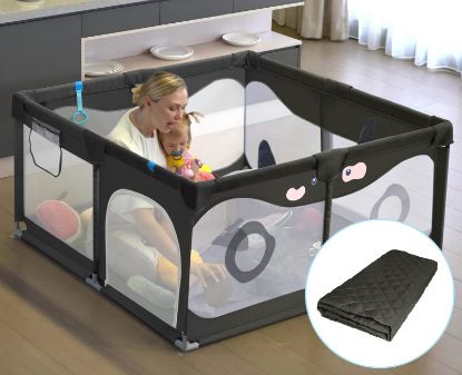 Picture of Play Pens for Babies,Letmudla Play Yard with Hand Rings,Upgraded Baby Playpen with Mat, Sturdy PlayPen with Gate,Easy to Assemble PlayPen,Play Pin for Toddlers,Outdoor&Indoor Activity Center