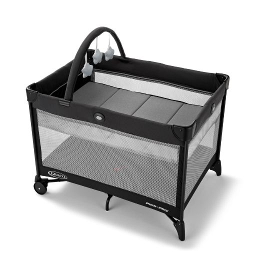 Picture of Graco On The Go Zip Pack ‘n Play Playard, Folding Playpen with Bassinet, Portable Crib, Reeves