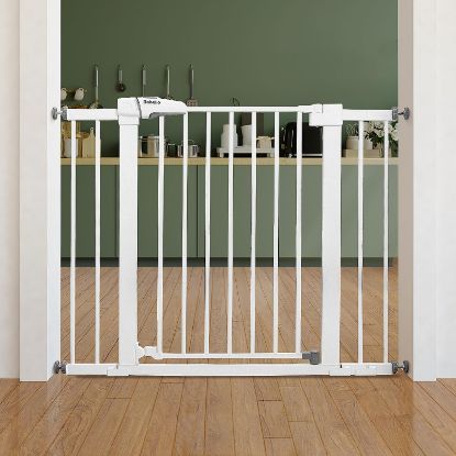 Picture of Babelio Baby Gate for Doorways and Stairs, 26''-40'' Auto Close Dog/Puppy Gate, Easy Install, Pressure Mounted, No Drilling, fits for Narrow and Wide Doorways, Safety Gate w/Door for Child and Pets
