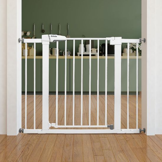 Picture of Babelio Baby Gate for Doorways and Stairs, 26''-40'' Auto Close Dog/Puppy Gate, Easy Install, Pressure Mounted, No Drilling, fits for Narrow and Wide Doorways, Safety Gate w/Door for Child and Pets