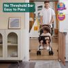 Picture of Babelio 26-43" No Bottom Bar Baby Gate for Babies, Elders and Pets, 2-in-1 Hardware Mount Dog Gate for The House, Stairs and Doorways, with Large Walk Thru Door, Brown Wood Pattern