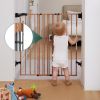 Picture of Babelio 26-43" No Bottom Bar Baby Gate for Babies, Elders and Pets, 2-in-1 Hardware Mount Dog Gate for The House, Stairs and Doorways, with Large Walk Thru Door, Brown Wood Pattern