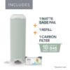 Picture of Diaper Genie Platinum Pail (Sage Green) is Made in Durable Stainless Steel and Includes 1 Easy Roll Refill with 18 Bags That can Last up to 5 Months.