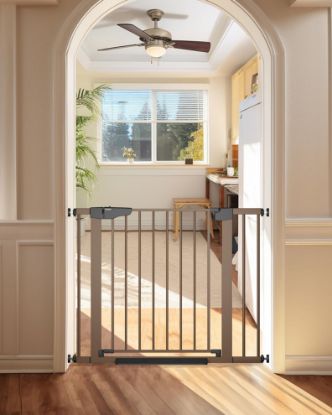 Picture of Cumbor 29.7-40.6" Baby Gate for Stairs, Mom's Choice Awards Winner-Dog Gates for Doorways, Pressure Mounted Self Closing Pet Gates for Dogs Indoor, Durable Safety Child Gate, New Mom Gifts, Brown