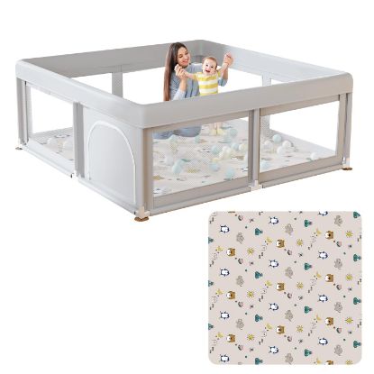Picture of Hiaksedt Baby Playpen with Mat Small Playpen for Babies and Toddlers 50 x 50 inch Baby Fence Playards