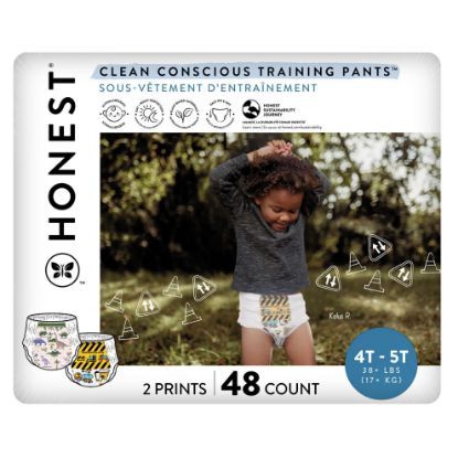 Picture of The Honest Company Clean Conscious Training Pants for Sensitive Skin | Hypoallergenic, Fragrance Free | Rompin' & Stompin' + Diggin' It | Size 4T/5T (38+ lbs), 48 Count